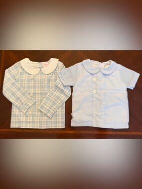 Cecil and Lou & Stitchy Fish Peter Pan Light Blue Collar Shirts Set of 2 Size 4T